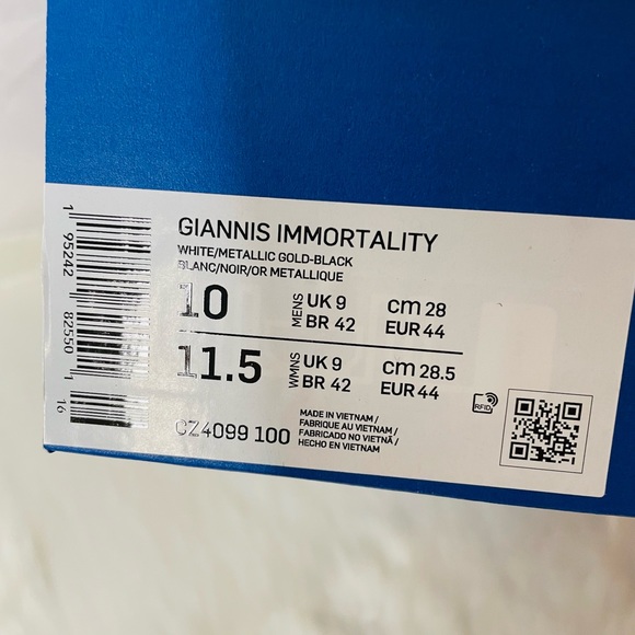 New in box Nike Giannis Immortality White Metallic Gold Black Rubber Shoes - Picture 9 of 13